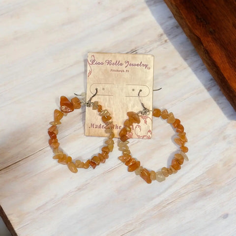 Gemstone Hoop Earrings With Silver Hardware Michelle Marie Boutique  Earrings