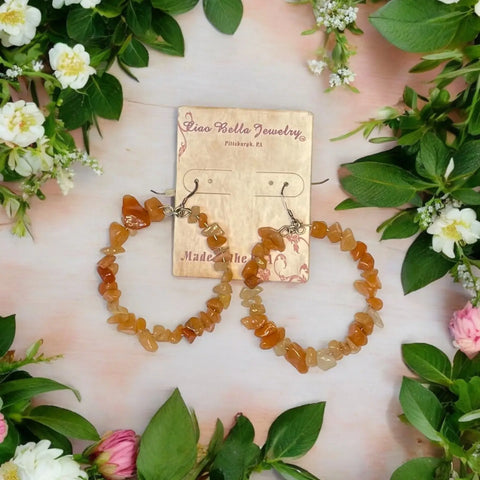 Gemstone Hoop Earrings With Silver Hardware Michelle Marie Boutique  Earrings