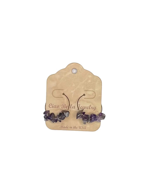 Gemstone Hoop Earrings – Amethyst, Citrine, Lapis & Jasper Variety | Made in USA by Michelle Marie Boutique Michelle Marie Boutique  Earrings