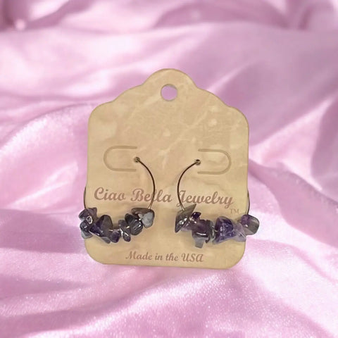 Gemstone Hoop Earrings – Amethyst, Citrine, Lapis & Jasper Variety | Made in USA by Michelle Marie Boutique Michelle Marie Boutique  Earrings