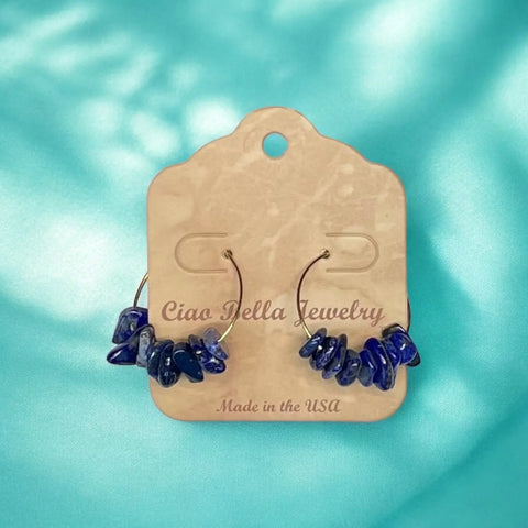 Gemstone Hoop Earrings – Amethyst, Citrine, Lapis & Jasper Variety | Made in USA by Michelle Marie Boutique Michelle Marie Boutique  Earrings