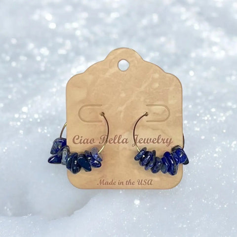 Gemstone Hoop Earrings – Amethyst, Citrine, Lapis & Jasper Variety | Made in USA by Michelle Marie Boutique Michelle Marie Boutique  Earrings