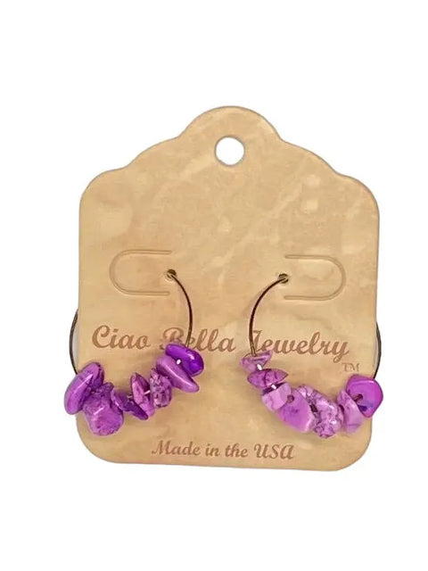 Gemstone Hoop Earrings – Amethyst, Citrine, Lapis & Jasper Variety | Made in USA by Michelle Marie Boutique Michelle Marie Boutique  Earrings