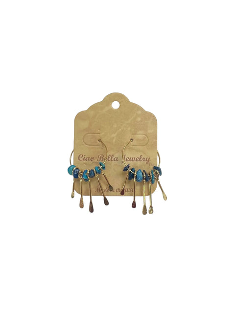 Gemstone Hoop Paddle Earring Michelle Marie Boutique  Earrings