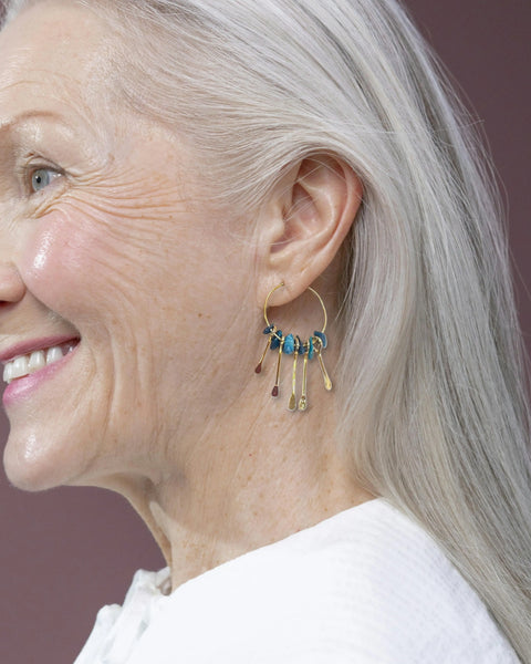 Gemstone Hoop Paddle Earring Michelle Marie Boutique  Earrings