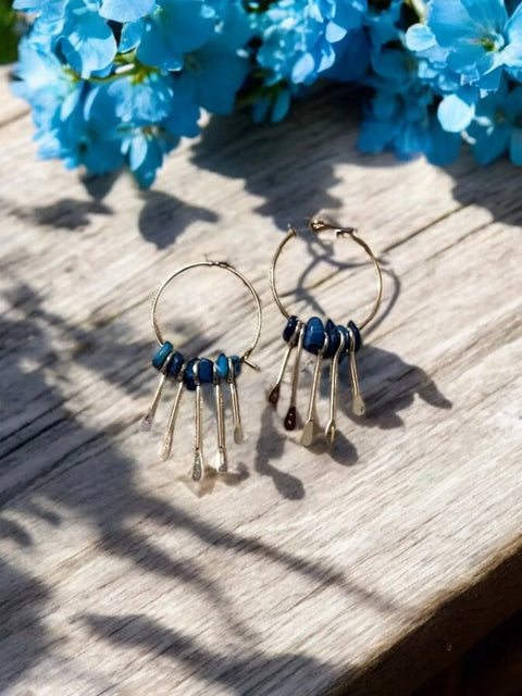 Gemstone Hoop Paddle Earring Michelle Marie Boutique  Earrings