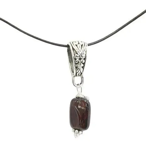Gemstone Pendant Necklace on Leather - Amethyst Necklace on Leather - Garnet on Leather - Rose Quartz on Leather - Amazonite on Leather Michelle Marie Boutique 