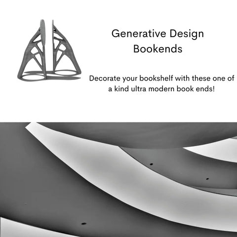 Generative Design Bookends 6 Inch – Ultra Futuristic Shelf Decor | Made in USA Chatelet Manufacturing 