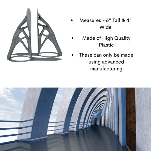 Generative Design Bookends 6 Inch – Ultra Futuristic Shelf Decor | Made in USA Chatelet Manufacturing 