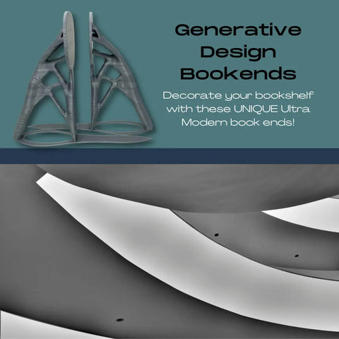 Generative Design Bookends 6 Inch – Ultra Modern Plastic | Made in USA Chatelet Manufacturing 