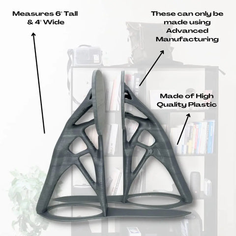 Generative Design Bookends 6 Inch – Ultra Modern Plastic | Made in USA Chatelet Manufacturing 