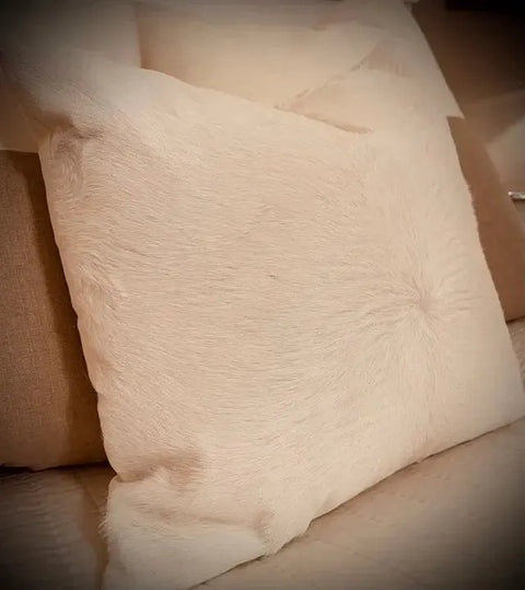 Genuine Calf Hair Throw Pillow – Natural Cotton Back | Made in USA Suede Kloth 