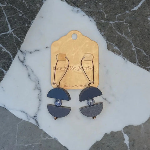 Geometric Half-Circle Drop Earrings – Modern Beaded Design | Made in USA Jewelry Michelle Marie Boutique  Earrings
