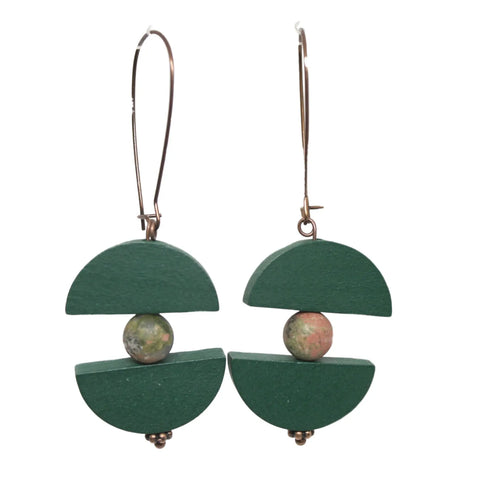 Geometric Half-Circle Drop Earrings – Modern Beaded Design | Made in USA Jewelry Michelle Marie Boutique  Earrings