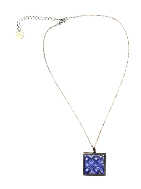 Geometric Mosaic Jewelry Set – Square Pendant Necklace and Earrings – Stainless Steel Resin Finish | Made in USA Michelle Marie Boutique  Jewelry Set