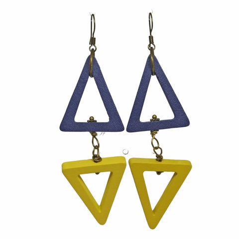 Geometric Team Spirit Earrings 3.5 Inch Lightweight Wooden Beads – Antique Brass Hooks | Made in USA Michelle Marie Boutique  Earrings