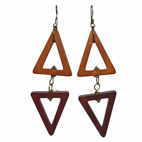Geometric Team Spirit Earrings 3.5 Inch Lightweight Wooden Beads – Antique Brass Hooks | Made in USA Michelle Marie Boutique  Earrings