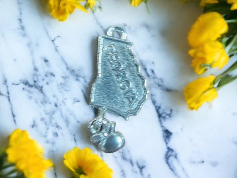 Georgia Pewter State Charm 1.75 Inch – Crafted Split Ring Jewelry Accessory | Made in USA Michelle Marie Boutique  Charms and Pendants
