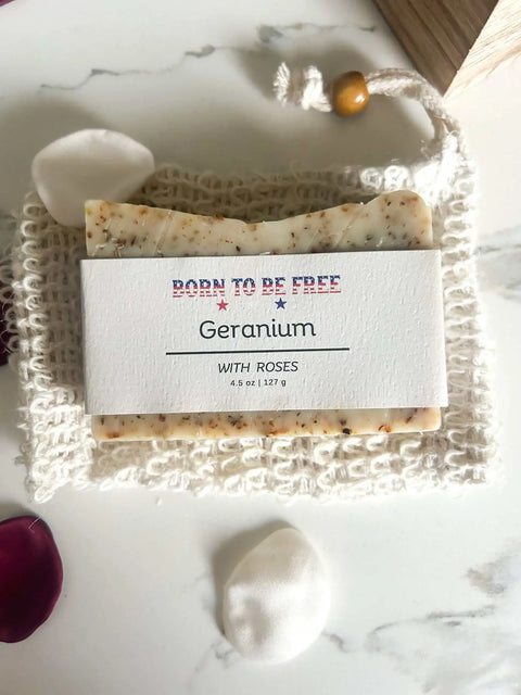 Geranium Rose Natural Tallow Soap Bar 4.5 oz – Nourishing Botanical Cleanser | Made in USA Born to be Free  Soap