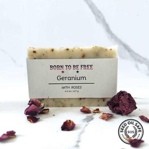 Geranium Rose Natural Tallow Soap Bar 4.5 oz – Nourishing Botanical Cleanser | Made in USA Born to be Free  Soap