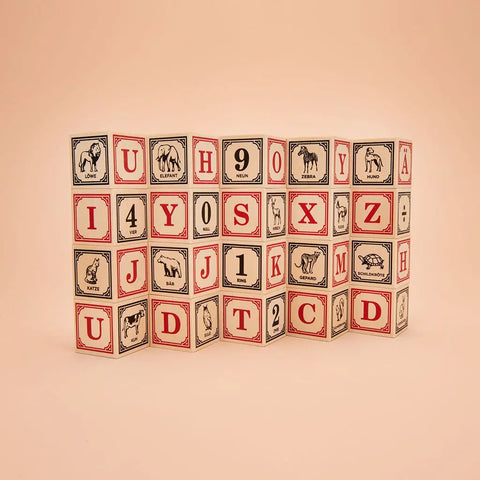German Language Alphabet Blocks 28 Pc Set – 1.75 Inch Wooden Cubes | Educational Baby Toys Made in USA Uncle Goose  Languages