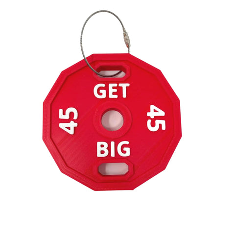 Get Big 45 LB Gym Bag Charm – Red Weight Plate Accent | Made in USA Chatelet Manufacturing 