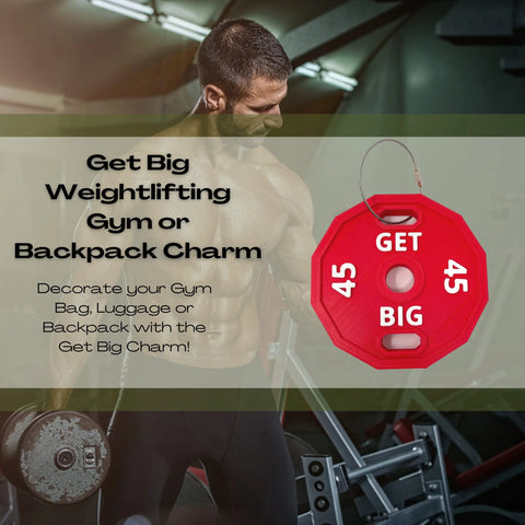 Get Big 45 LB Gym Bag Charm – Red Weight Plate Accent | Made in USA Chatelet Manufacturing 