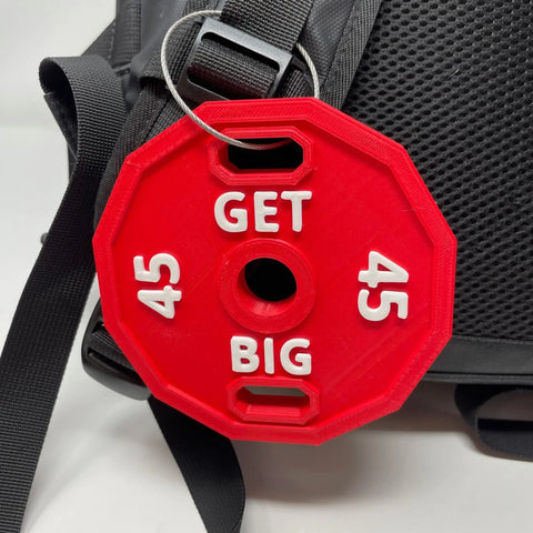 Get Big 45 LB Gym Bag Charm – Red Weight Plate Accent | Made in USA Chatelet Manufacturing 