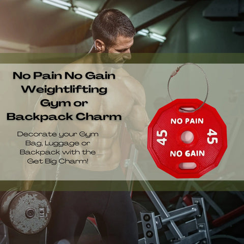 Get Big 45 LB Gym Bag Charm – Red Weight Plate Accent | Made in USA Chatelet Manufacturing 