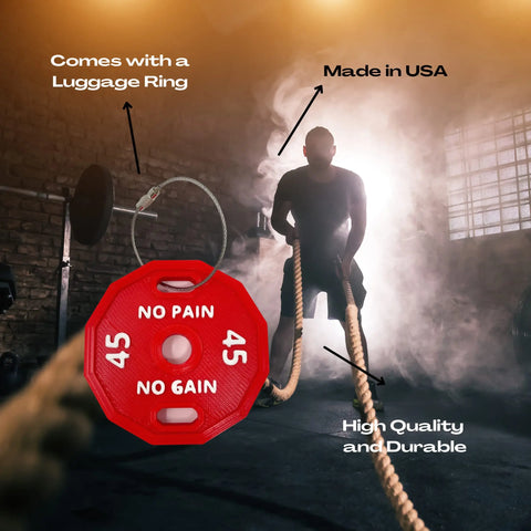 Get Big 45 LB Gym Bag Charm – Red Weight Plate Accent | Made in USA Chatelet Manufacturing 