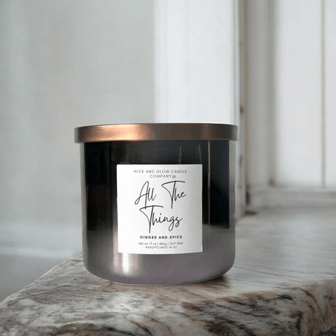 Ginger and Spice Luxury Scented Soy Candle 17 oz – Hand-Poured Fall Home Fragrance | Made in USA Wick and Glow Candle Company™  Candles