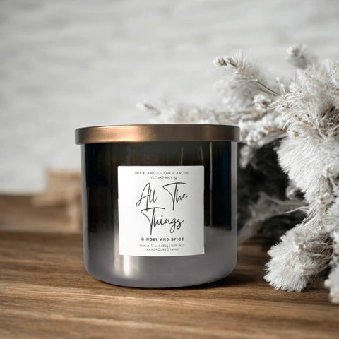 Ginger and Spice Luxury Scented Soy Candle 17 oz – Hand-Poured Fall Home Fragrance | Made in USA Wick and Glow Candle Company™  Candles