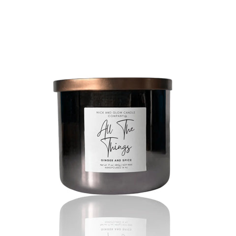 Ginger and Spice Luxury Scented Soy Candle 17 oz – Hand-Poured Fall Home Fragrance | Made in USA Wick and Glow Candle Company™  Candles