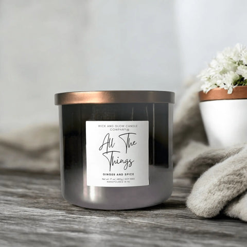 Ginger and Spice Luxury Scented Soy Candle 17 oz – Hand-Poured Fall Home Fragrance | Made in USA Wick and Glow Candle Company™  Candles
