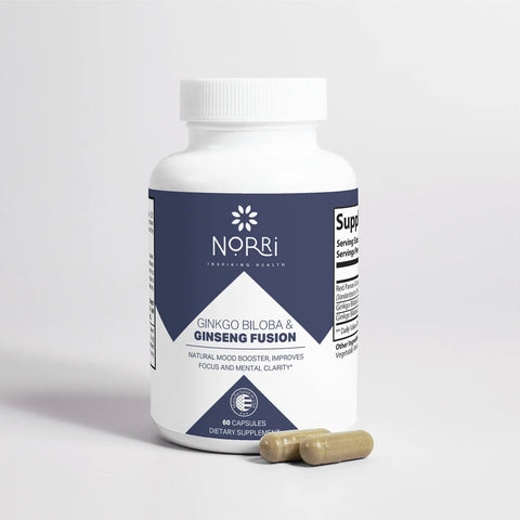 Ginkgo Biloba and Ginseng Supplement – Brain Health Support – 60 Capsules | Made in USA Norri Nutrition  Specialty Supplements