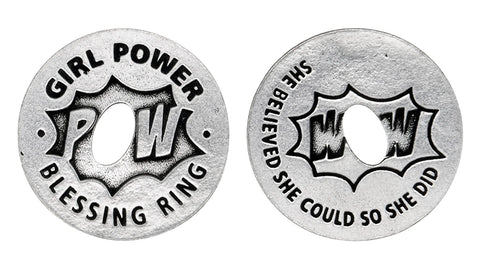 Girl Power Blessing Ring Charm – Inspirational Pewter Token for Necklace Keychain Pocket | Made in USA Whitney Howard Designs  Blessing Ring