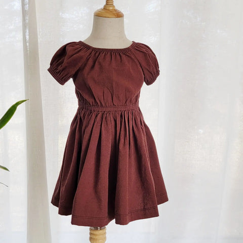 Girls Lightweight Cotton Peasant Dress with Puff Sleeves – Breathable Toddler Spring Outfit | Made in USA Adventure Clothes Company  dress