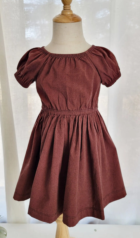 Girls Lightweight Cotton Peasant Dress with Puff Sleeves – Breathable Toddler Spring Outfit | Made in USA Adventure Clothes Company  dress