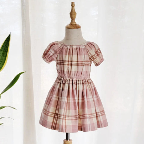 Girls Lightweight Cotton Peasant Dress with Puff Sleeves – Breathable Toddler Spring Outfit | Made in USA Adventure Clothes Company  dress