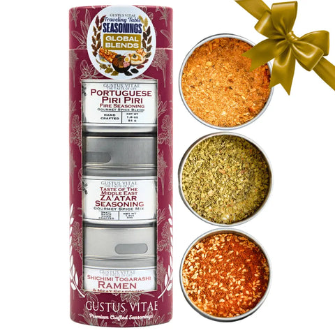 Global Blends Traveling Table Seasonings Gift Set of 3 – Premium World Flavors | Handcrafted in USA Gustus Vitae  Collections & Gift Sets