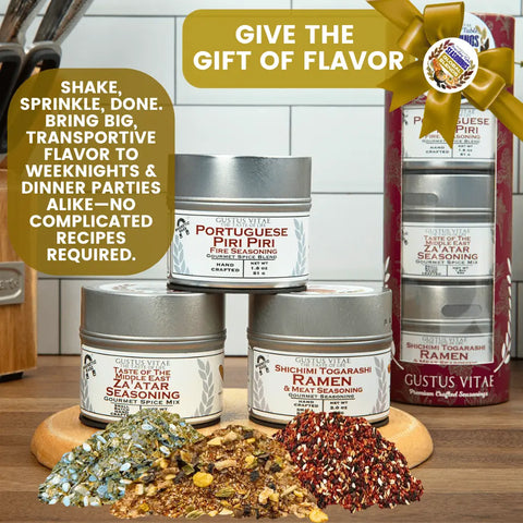 Global Blends Traveling Table Seasonings Gift Set of 3 – Premium World Flavors | Handcrafted in USA Gustus Vitae  Collections & Gift Sets