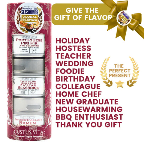 Global Blends Traveling Table Seasonings Gift Set of 3 – Premium World Flavors | Handcrafted in USA Gustus Vitae  Collections & Gift Sets