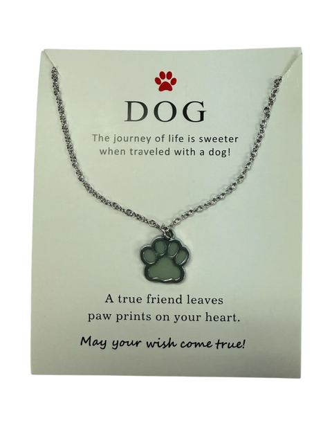 Glow-In-The-Dark Paw Print Necklace – Hypoallergenic Silver Tone Pendant | Made in USA Michelle Marie Boutique  Necklace