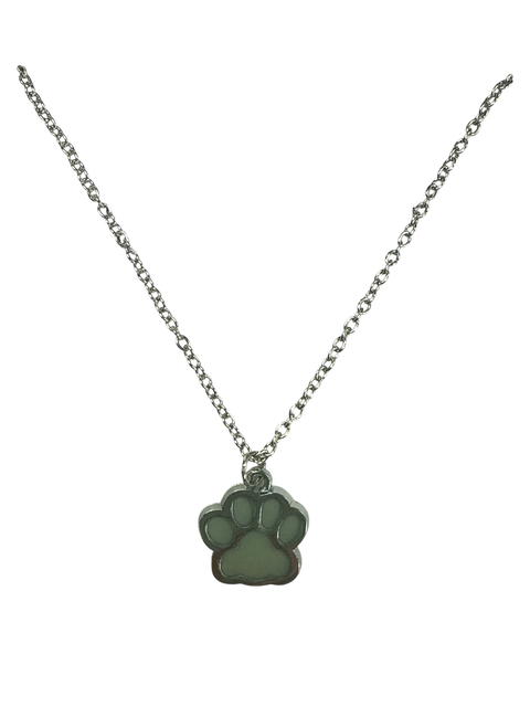 Glow-In-The-Dark Paw Print Necklace – Hypoallergenic Silver Tone Pendant | Made in USA Michelle Marie Boutique  Necklace