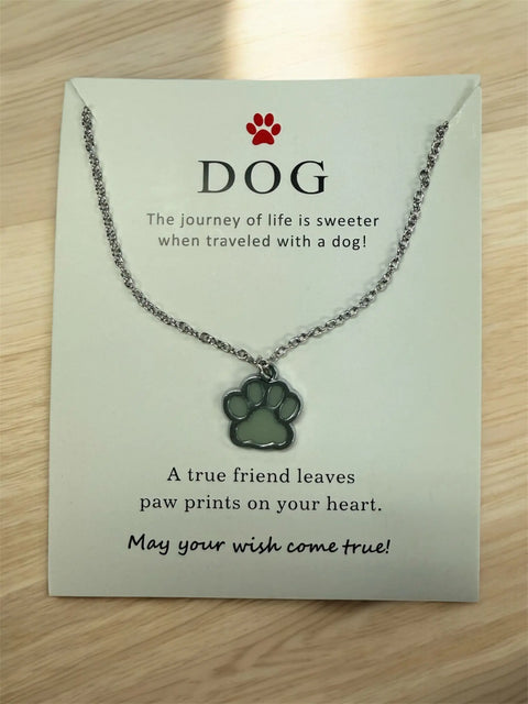 Glow-In-The-Dark Paw Print Necklace – Hypoallergenic Silver Tone Pendant | Made in USA Michelle Marie Boutique  Necklace