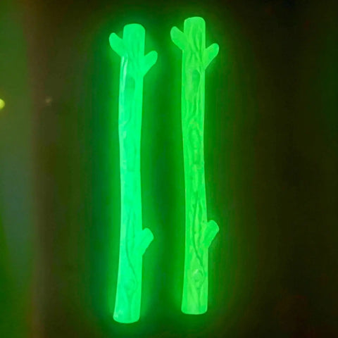 Glow in the Dark Dog Toy Bundle | Nylon Chew Stick + Rubber Retrieving Stick SodaPup  Dog Toy Bundle
