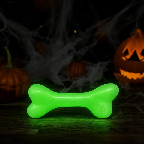 Glow in the Dark Large Dog Chew Bone Toy 6.5 Inch – Durable Floating Fetch Toy | Made in USA SodaPup  Rubber Dog Toys