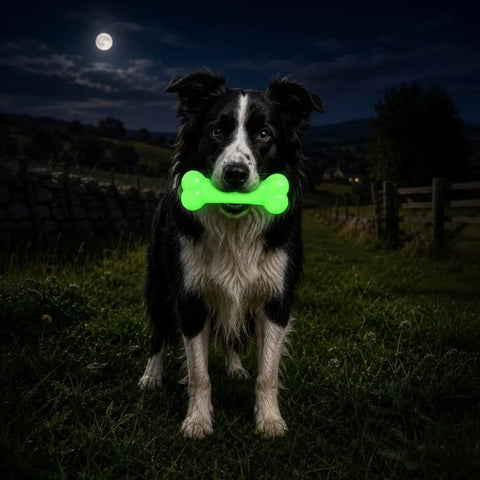 Glow in the Dark Large Dog Chew Bone Toy 6.5 Inch – Durable Floating Fetch Toy | Made in USA SodaPup  Rubber Dog Toys