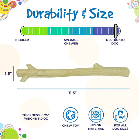 Glow in the Dark Nylon Chew Stick for Power Chewers – Durable Indestructible Dog Toy | Made in USA SodaPup  Nylon Dog Toys