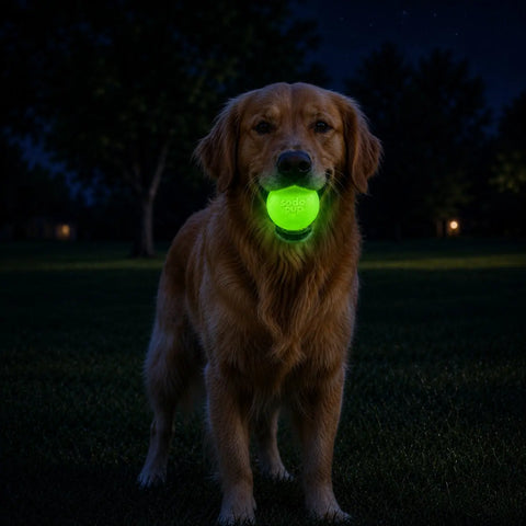 Glow in the Dark Squeaky Dog Ball Toy – Durable Chew & Fetch Toy for Power Chewers 2.8–3 Inch | Made in USA SodaPup  Rubber Dog Toys